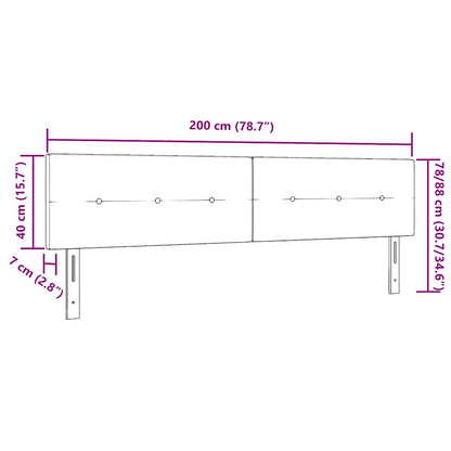 LED Hoofdbord met LED-stripverlichting Donkergrijs 200 cm Stof