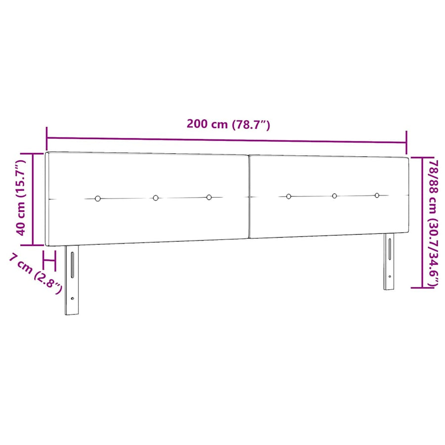 LED Hoofdbord met LED-stripverlichting Donkergrijs 200 cm Stof