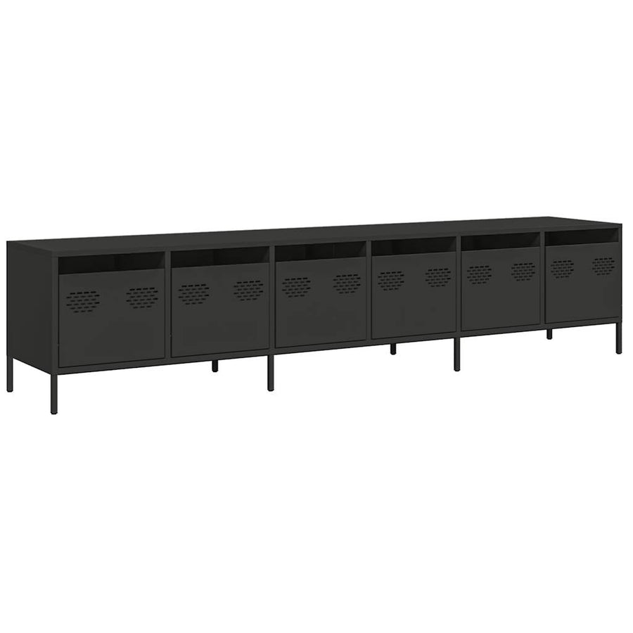 Tv-meubel 202x39x43,5 cm koudgewalst staal zwart