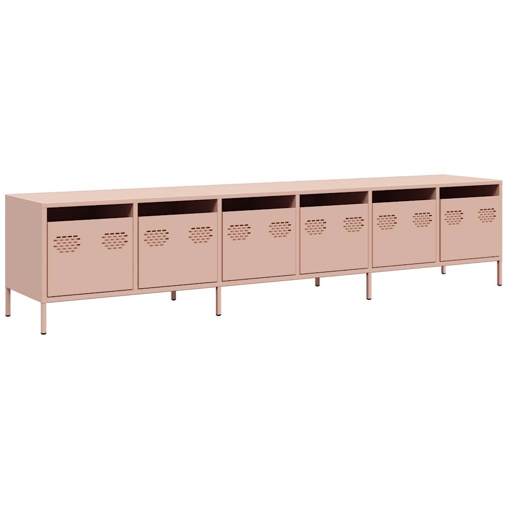 Tv-meubel 202x39x43,5 cm koudgewalst staal roze