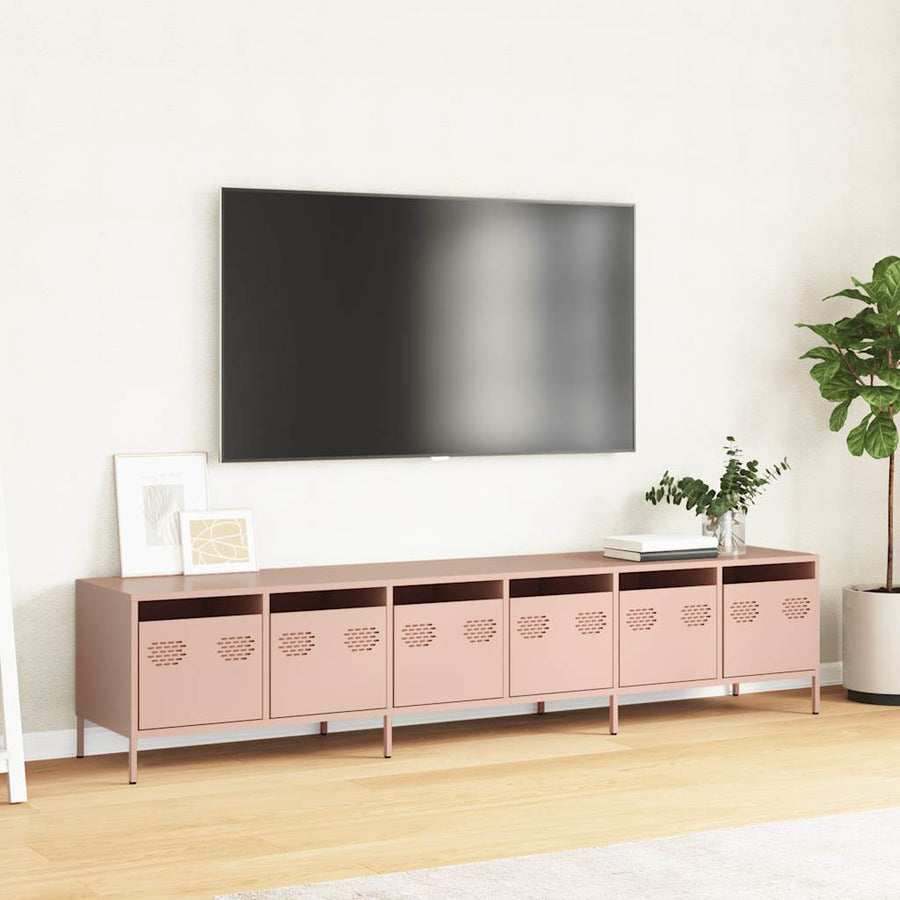 Tv-meubel 202x39x43,5 cm koudgewalst staal roze