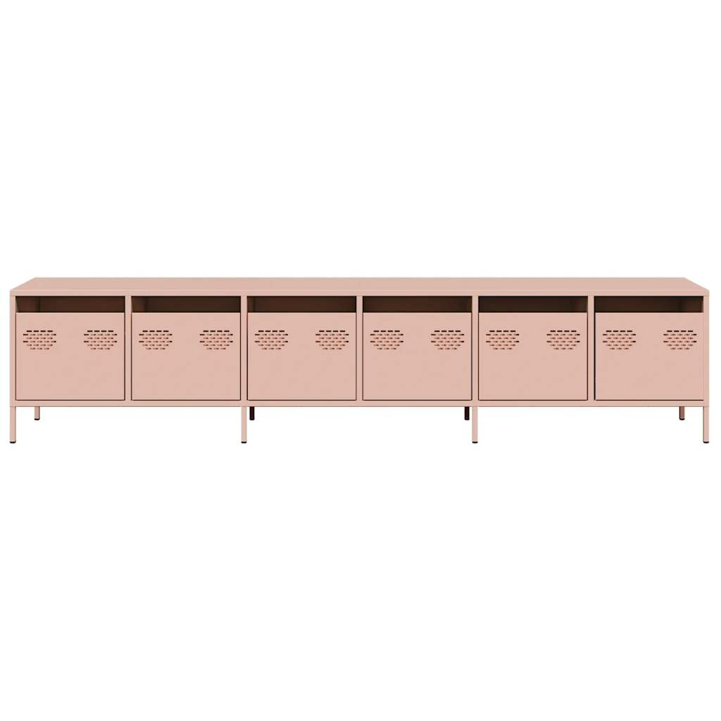 Tv-meubel 202x39x43,5 cm koudgewalst staal roze