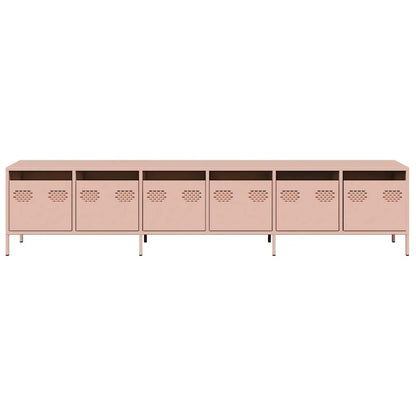 Tv-meubel 202x39x43,5 cm koudgewalst staal roze