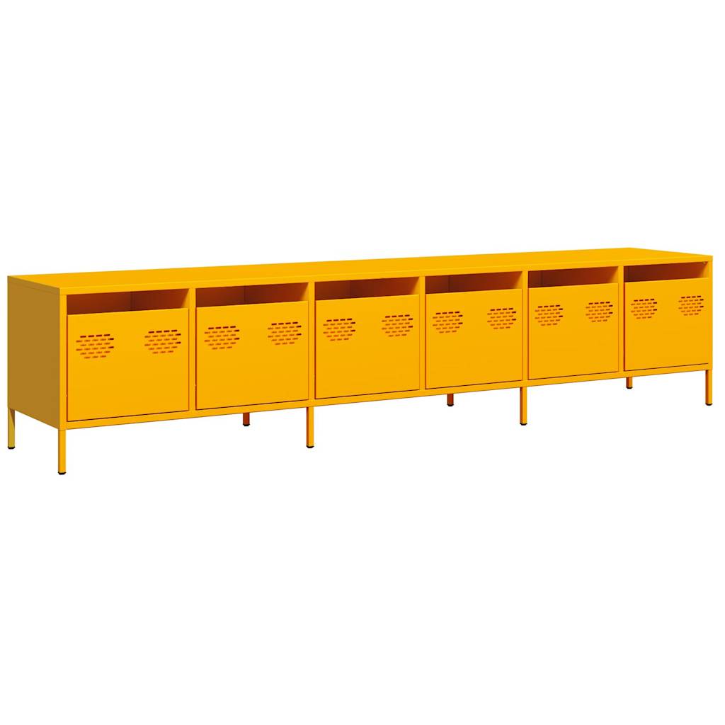 Tv-meubel 202x39x43,5 cm koudgewalst staal mosterdgeel