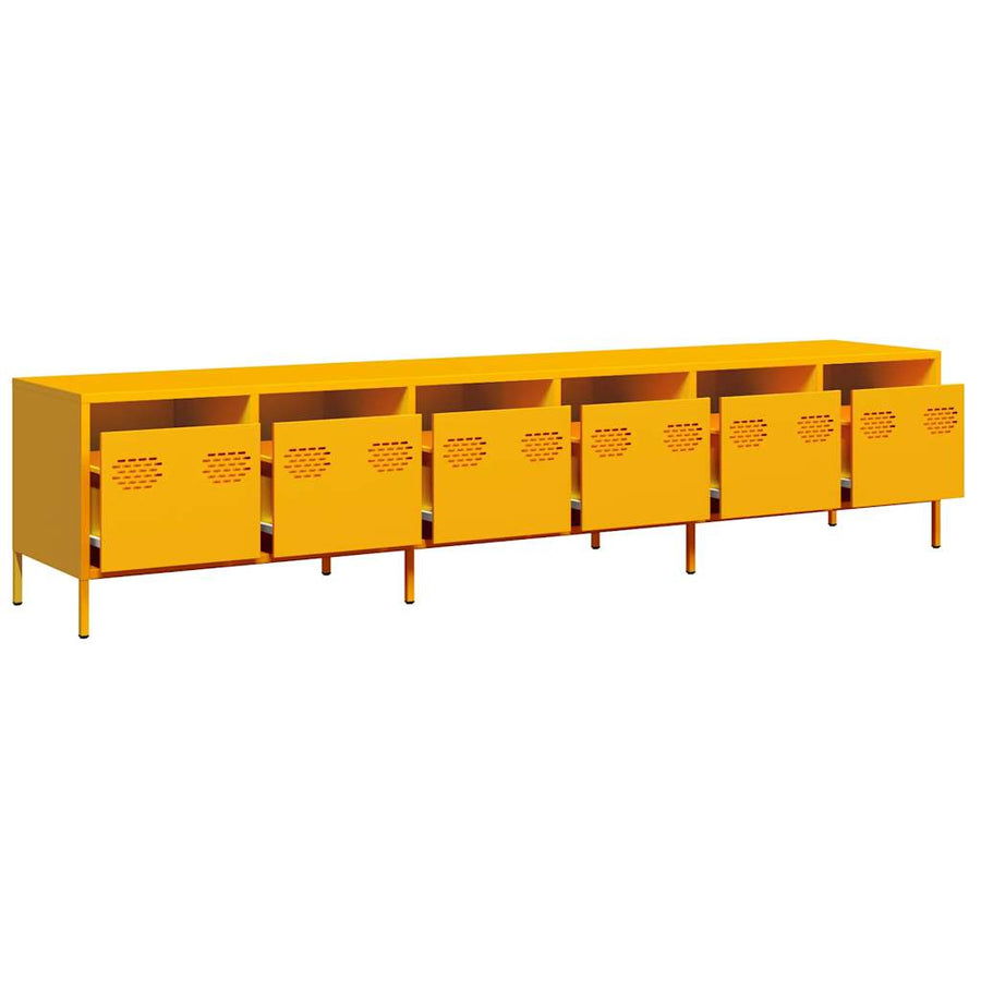 Tv-meubel 202x39x43,5 cm koudgewalst staal mosterdgeel