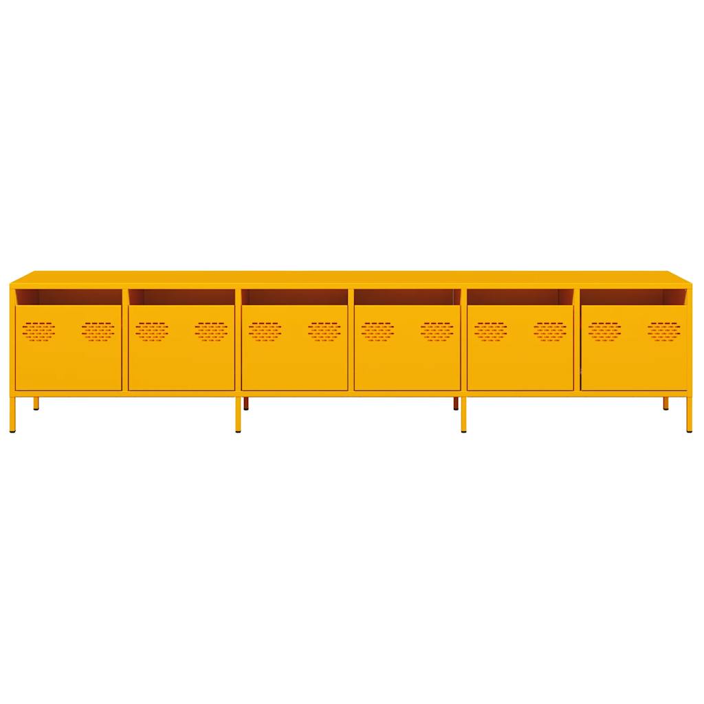 Tv-meubel 202x39x43,5 cm koudgewalst staal mosterdgeel