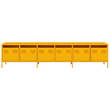 Tv-meubel 202x39x43,5 cm koudgewalst staal mosterdgeel
