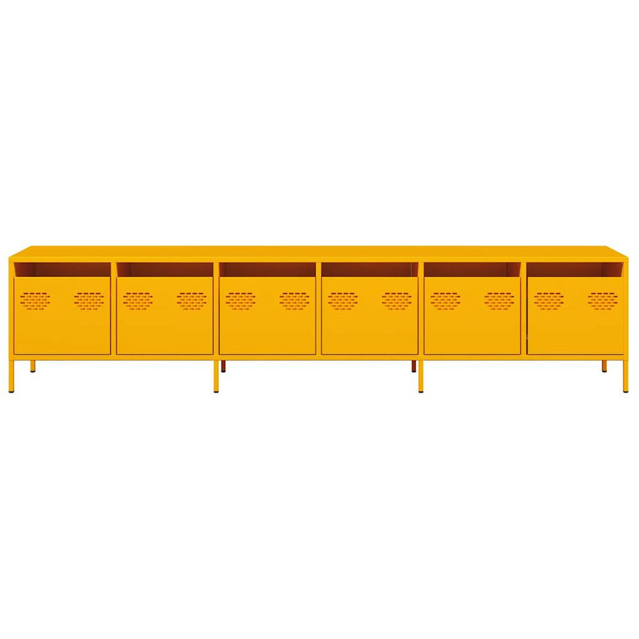 Tv-meubel 202x39x43,5 cm koudgewalst staal mosterdgeel