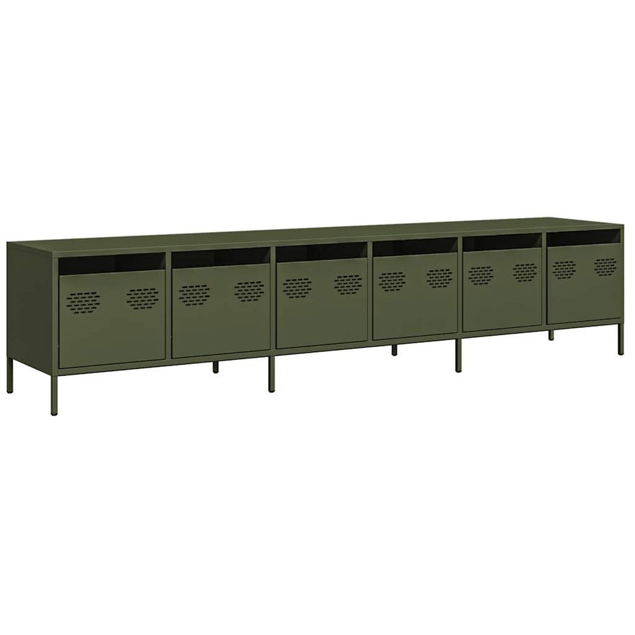 Tv-meubel 202x39x43,5 cm koudgewalst staal olijfgroen