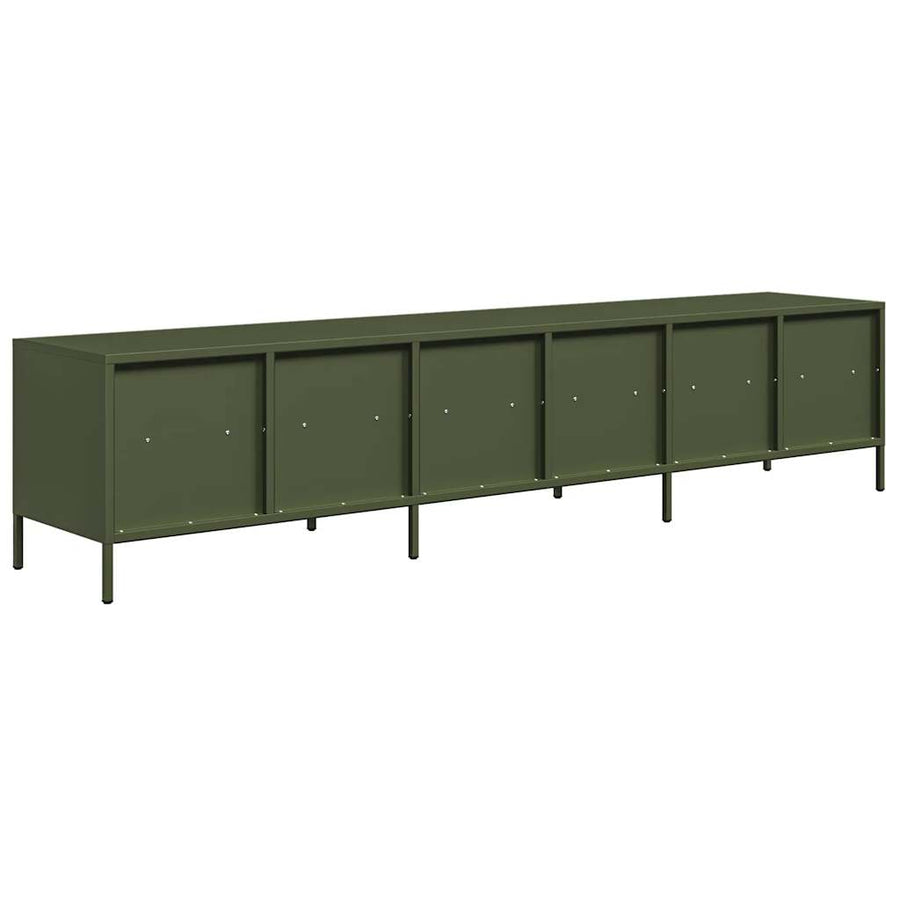 Tv-meubel 202x39x43,5 cm koudgewalst staal olijfgroen