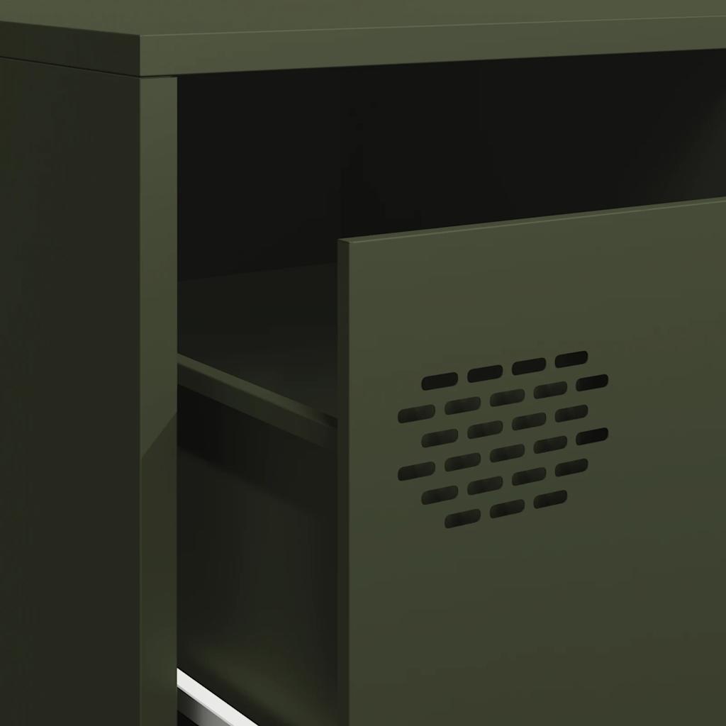 Tv-meubel 202x39x43,5 cm koudgewalst staal olijfgroen