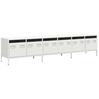 Tv-meubel 202x39x43,5 cm koudgewalst staal wit