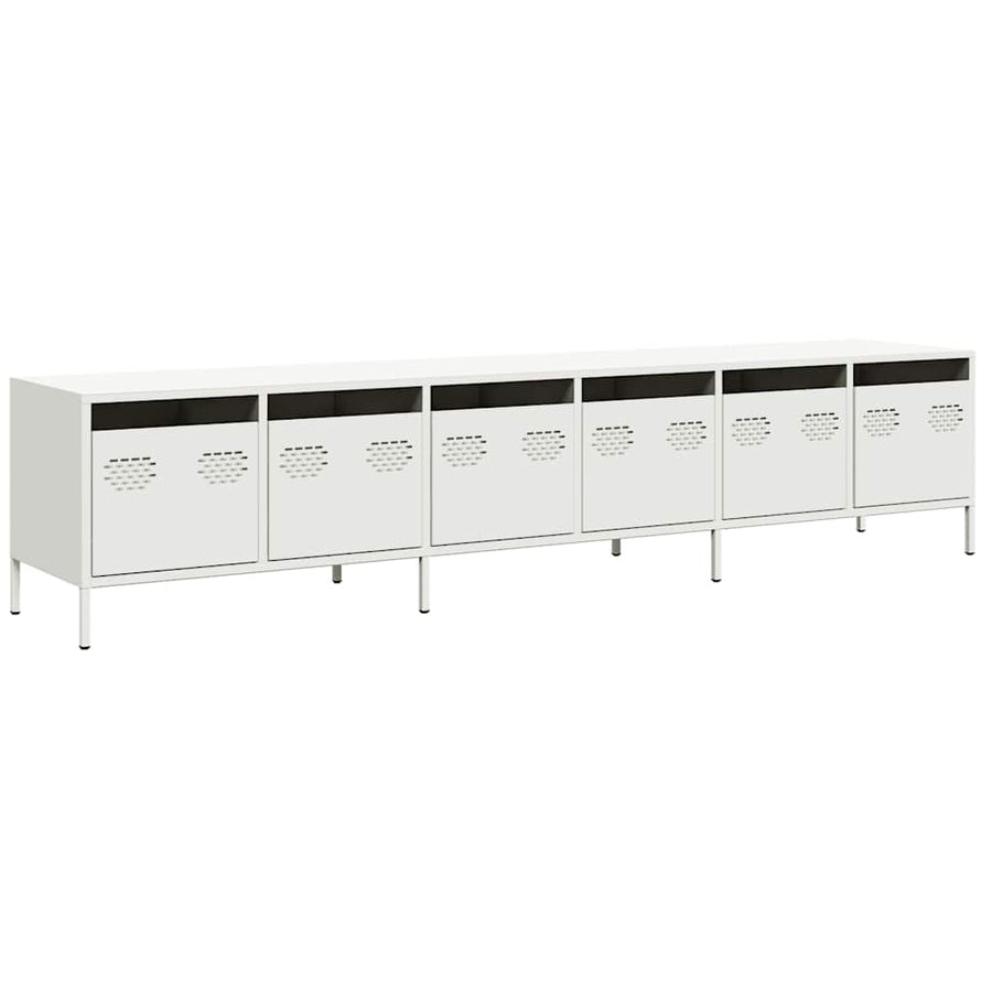 Tv-meubel 202x39x43,5 cm koudgewalst staal wit