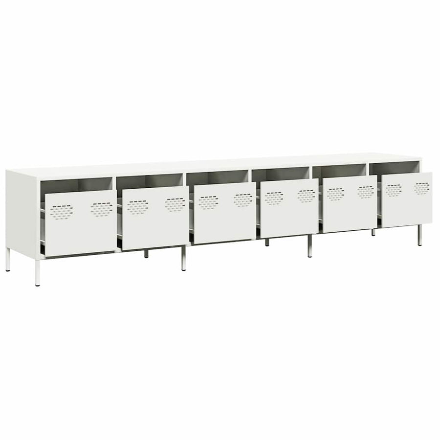 Tv-meubel 202x39x43,5 cm koudgewalst staal wit