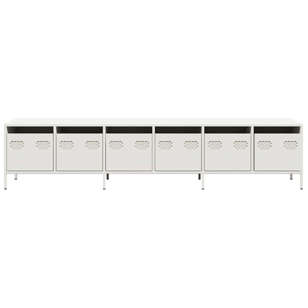 Tv-meubel 202x39x43,5 cm koudgewalst staal wit