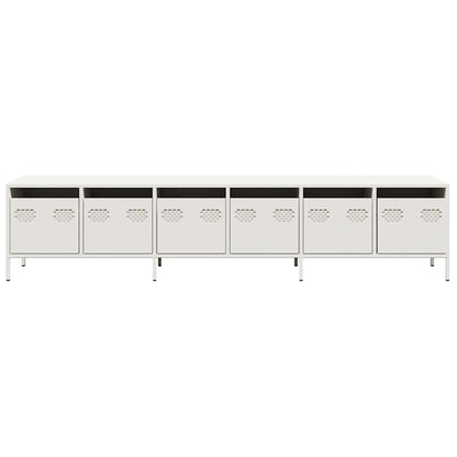Tv-meubel 202x39x43,5 cm koudgewalst staal wit