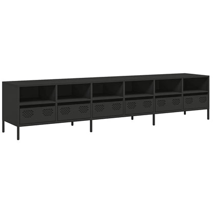 Tv-meubel 202x39x43,5 cm koudgewalst staal zwart