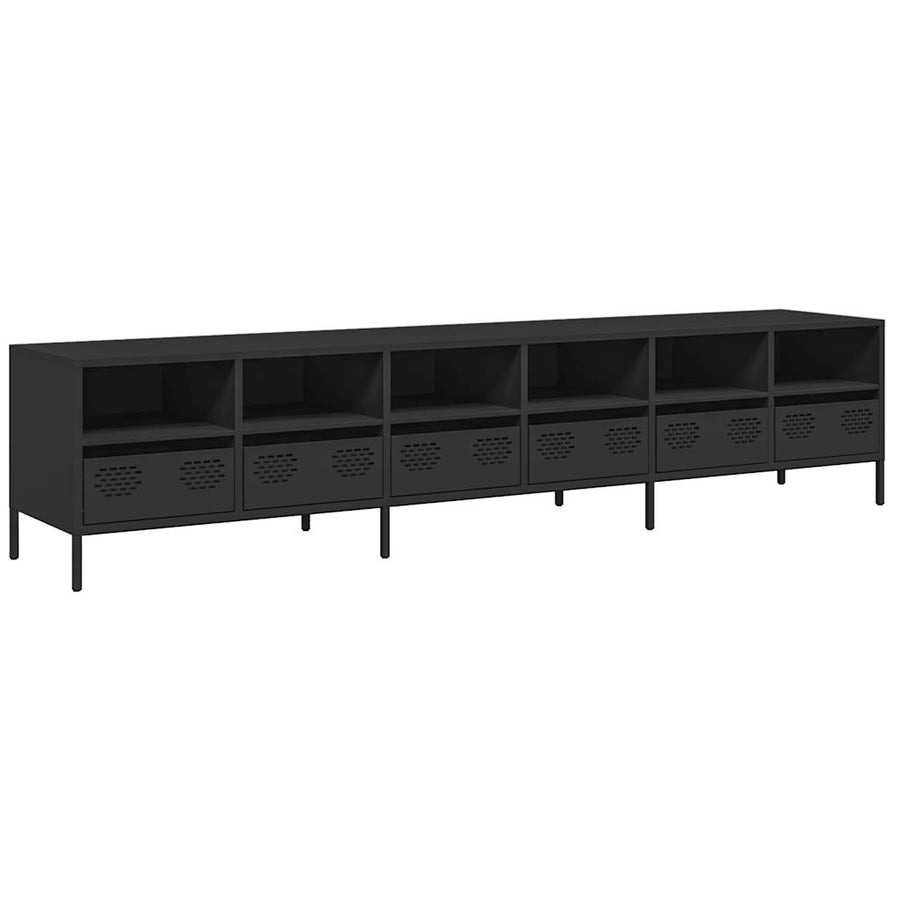 Tv-meubel 202x39x43,5 cm koudgewalst staal zwart