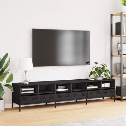 Tv-meubel 202x39x43,5 cm koudgewalst staal zwart