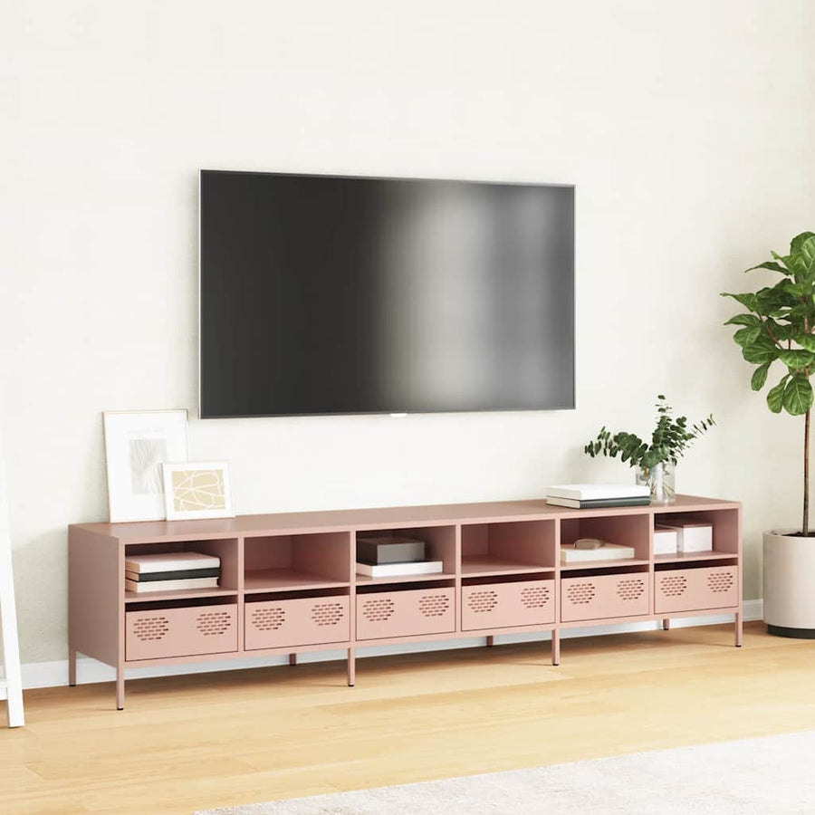 Tv-meubel 202x39x43,5 cm koudgewalst staal roze