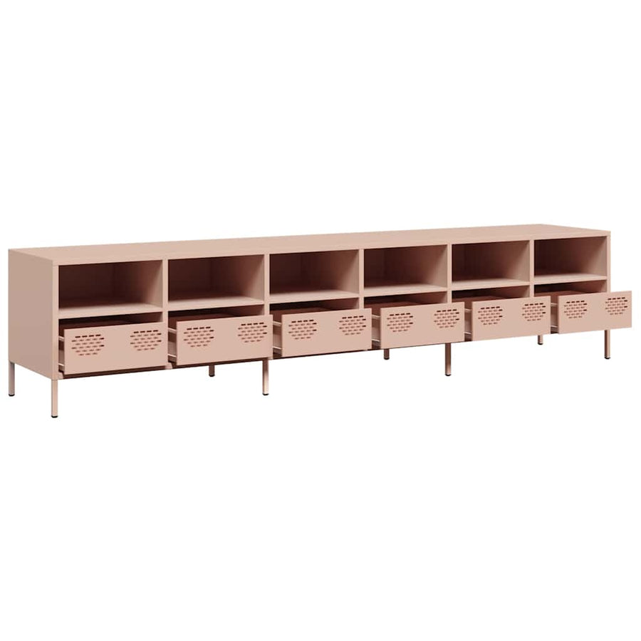 Tv-meubel 202x39x43,5 cm koudgewalst staal roze