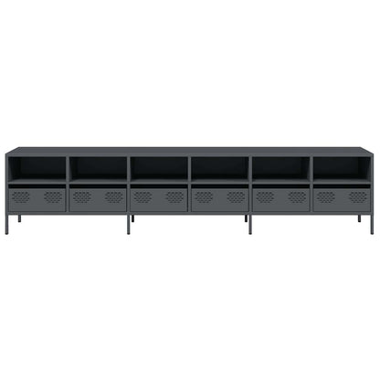 Tv-meubel 202x39x43,5 cm koudgewalst staal antracietkleurig