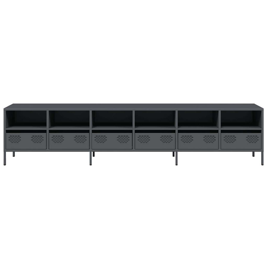 Tv-meubel 202x39x43,5 cm koudgewalst staal antracietkleurig
