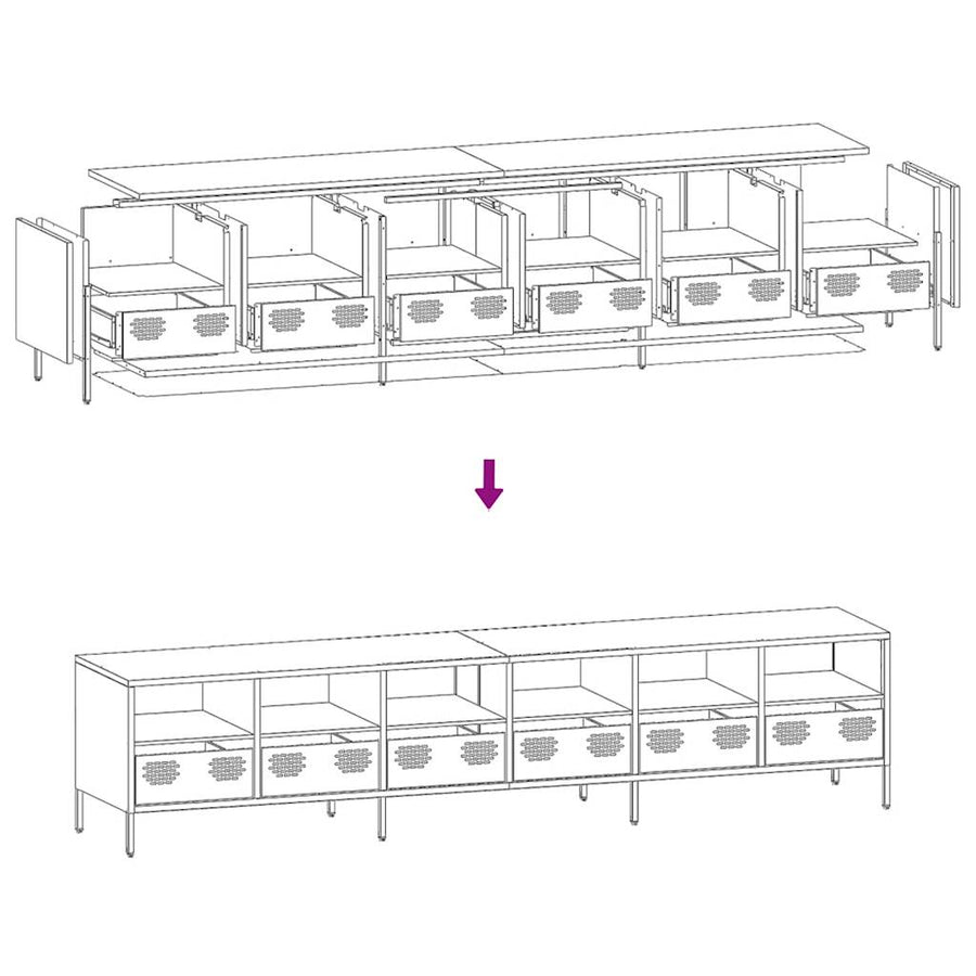 Tv-meubel 202x39x43,5 cm koudgewalst staal antracietkleurig
