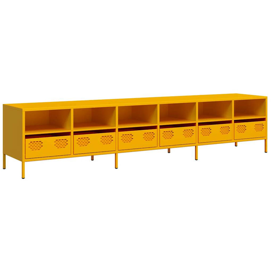 Tv-meubel 202x39x43,5 cm koudgewalst staal mosterdgeel