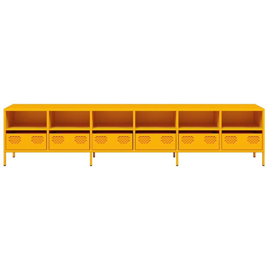 Tv-meubel 202x39x43,5 cm koudgewalst staal mosterdgeel