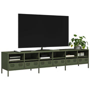 Tv-meubel 202x39x43,5 cm koudgewalst staal olijfgroen