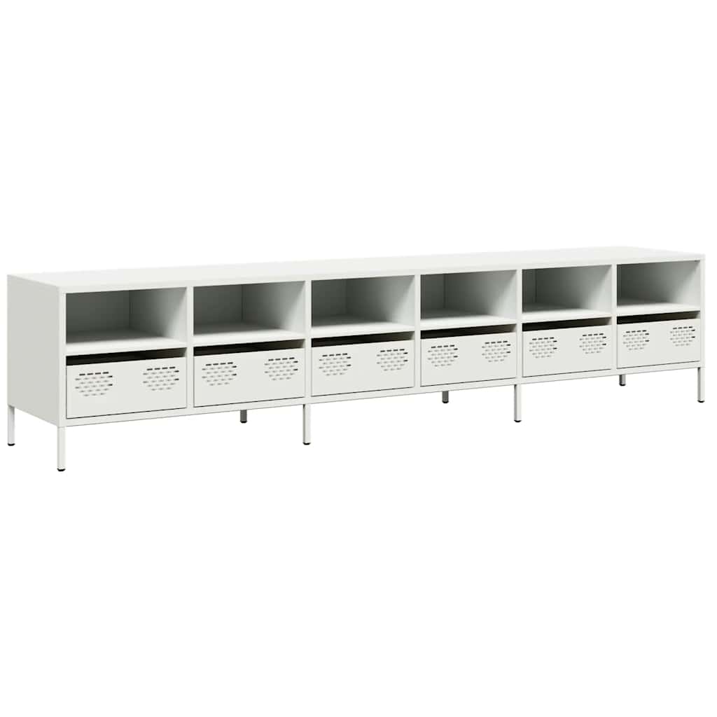 Tv-meubel 202x39x43,5 cm koudgewalst staal wit