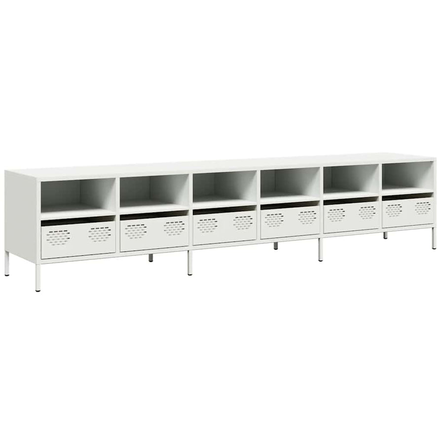 Tv-meubel 202x39x43,5 cm koudgewalst staal wit