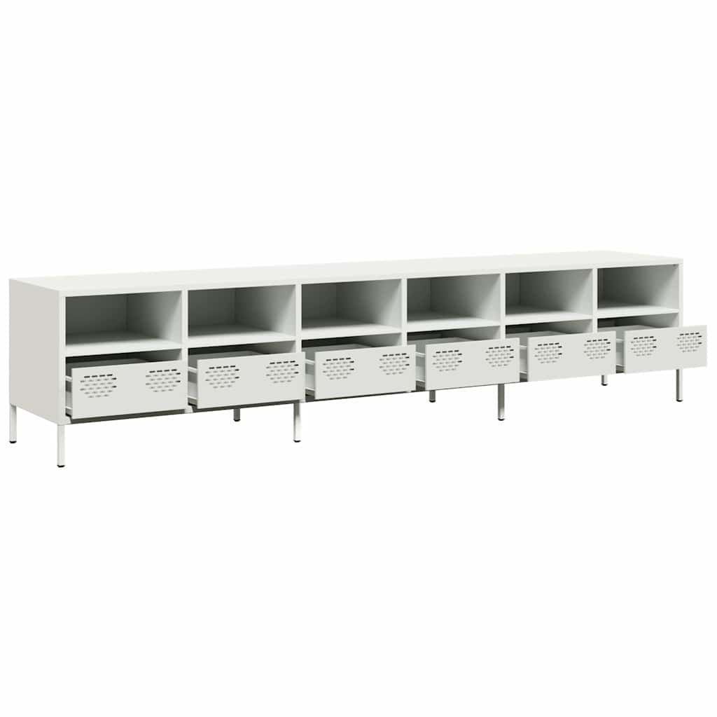 Tv-meubel 202x39x43,5 cm koudgewalst staal wit