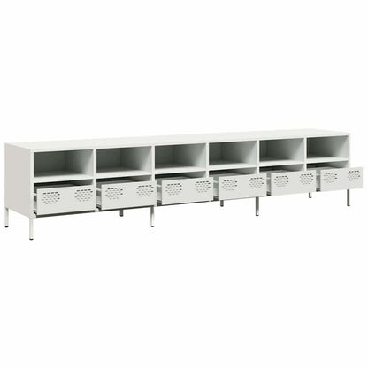Tv-meubel 202x39x43,5 cm koudgewalst staal wit