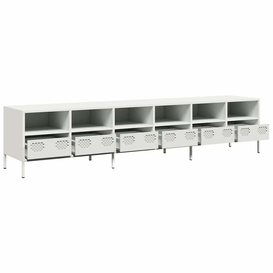 Tv-meubel 202x39x43,5 cm koudgewalst staal wit