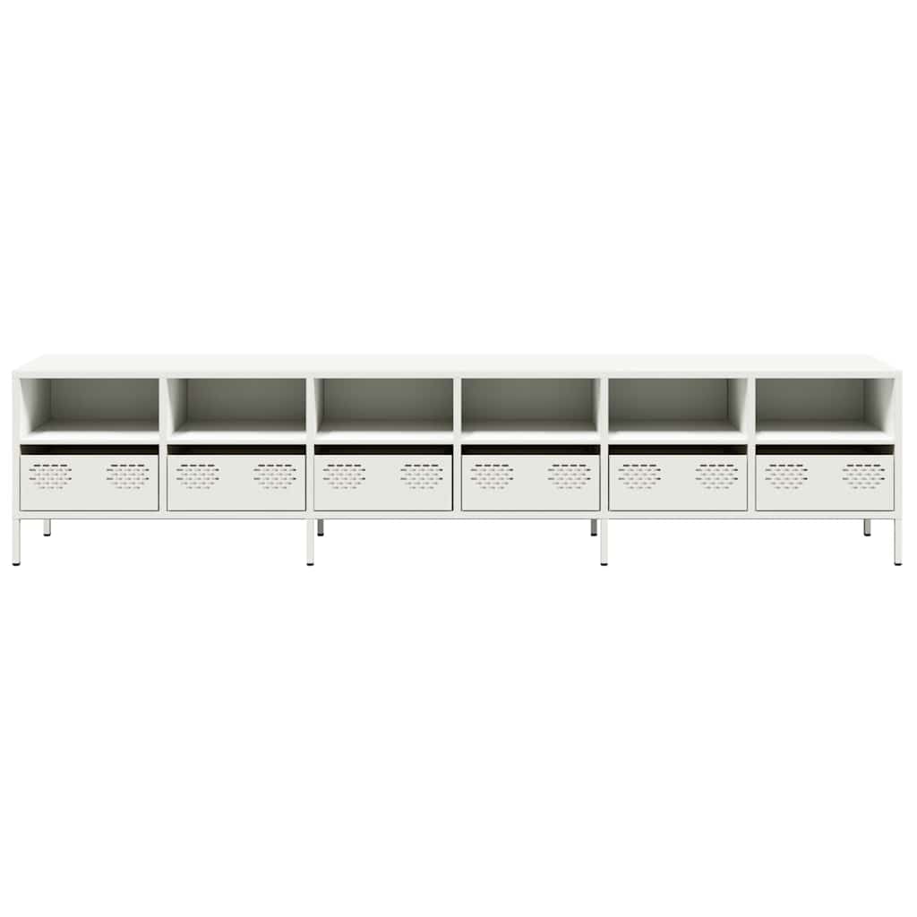 Tv-meubel 202x39x43,5 cm koudgewalst staal wit