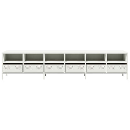 Tv-meubel 202x39x43,5 cm koudgewalst staal wit