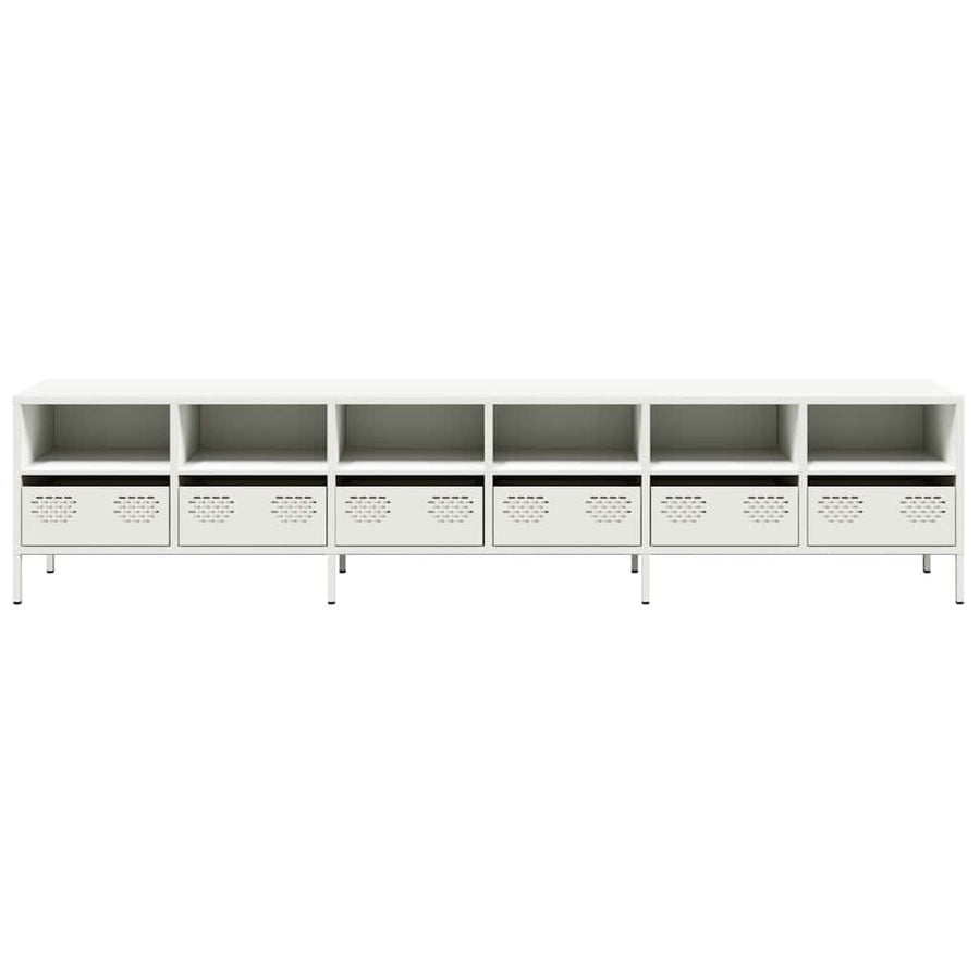 Tv-meubel 202x39x43,5 cm koudgewalst staal wit