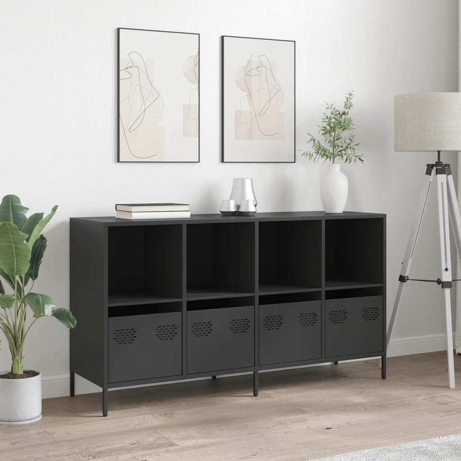 Dressoir 135x39x73,5 cm koudgewalst staal zwart