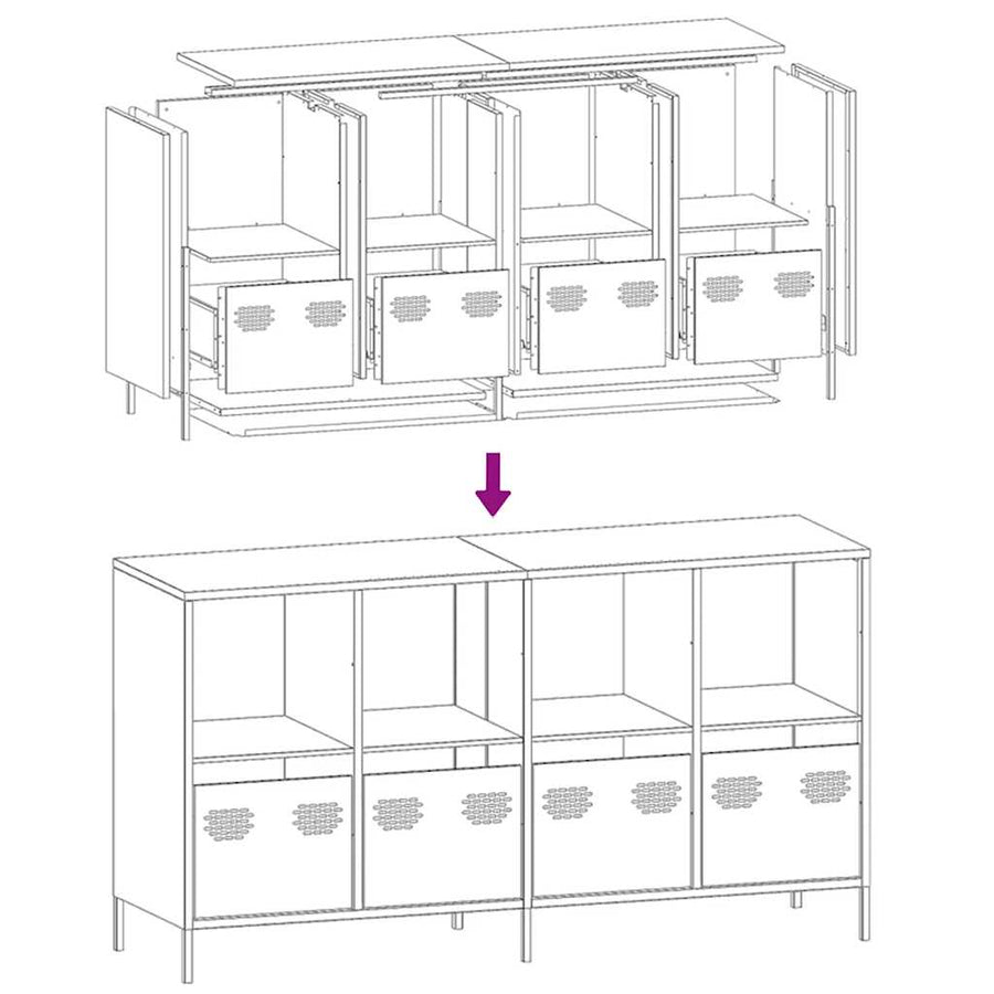 Dressoir 135x39x73,5 cm koudgewalst staal zwart