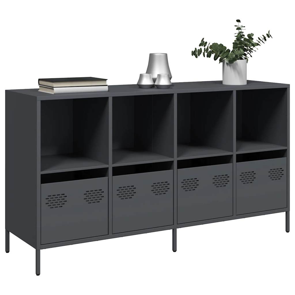 Dressoir 135x39x73,5 cm koudgewalst staal antracietkleurig