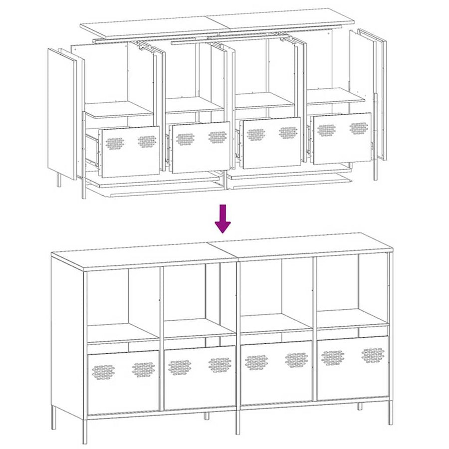 Dressoir 135x39x73,5 cm koudgewalst staal wit