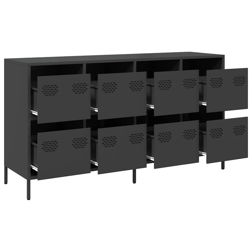 Dressoir 135x39x73,5 cm koudgewalst staal zwart