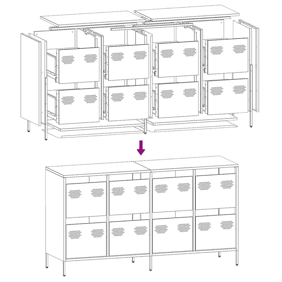 Dressoir 135x39x73,5 cm koudgewalst staal roze