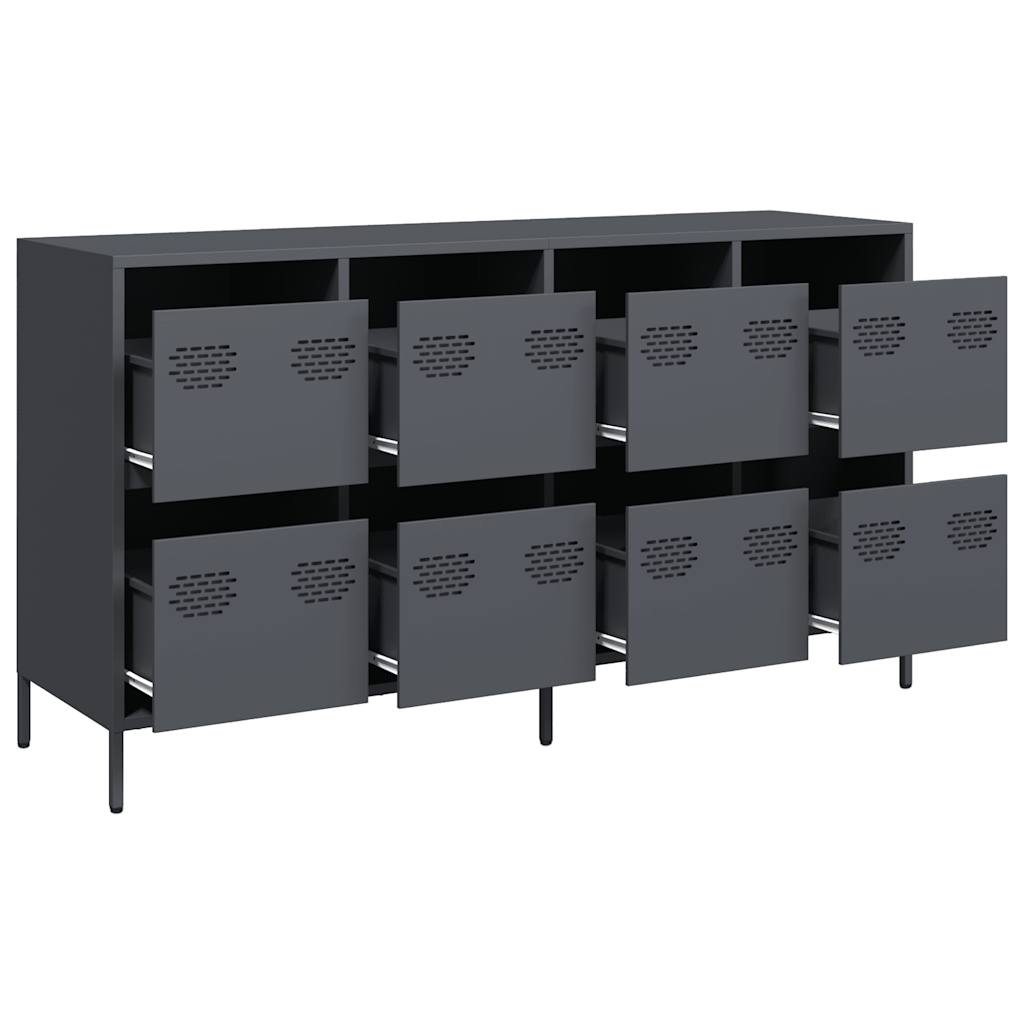 Dressoir 135x39x73,5 cm koudgewalst staal antracietkleurig