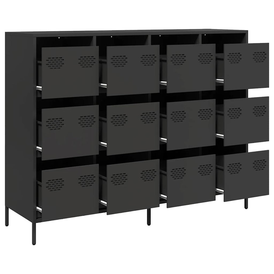 Dressoir 135x39x103,5 cm koudgewalst staal zwart
