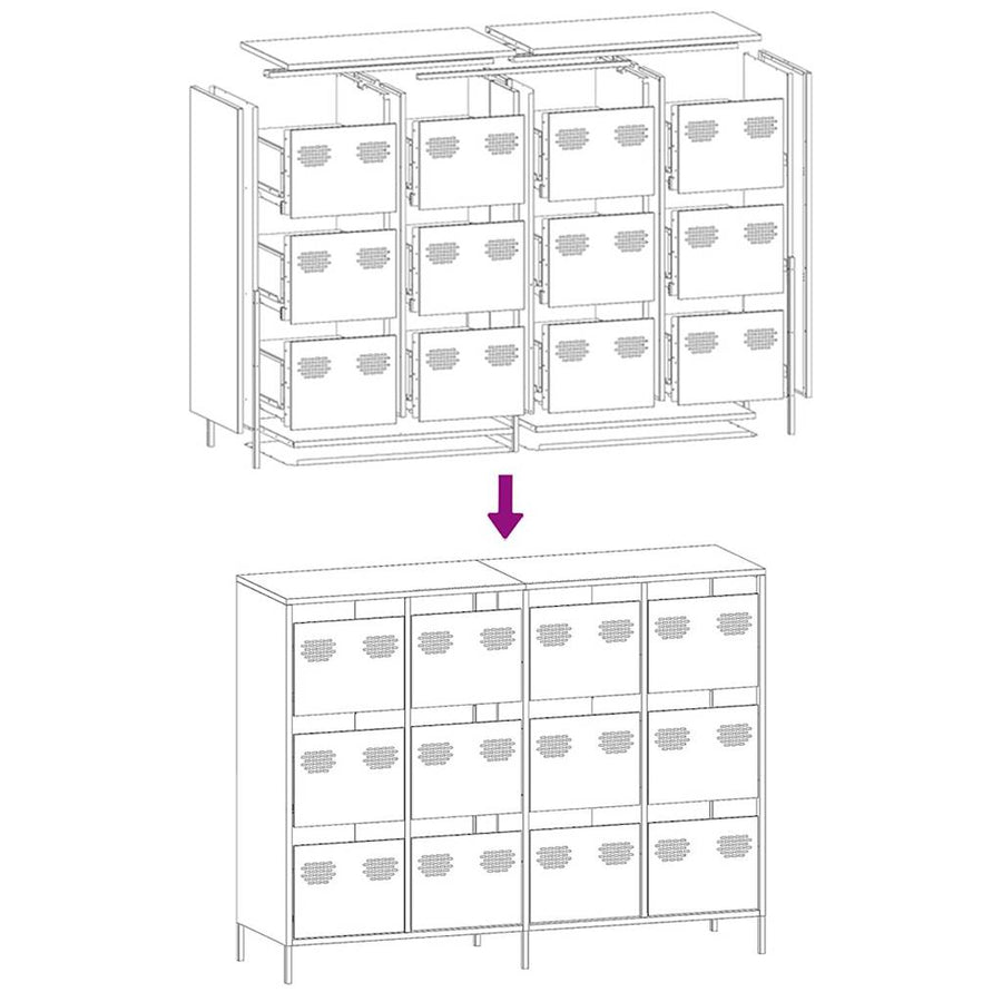 Dressoir 135x39x103,5 cm koudgewalst staal zwart