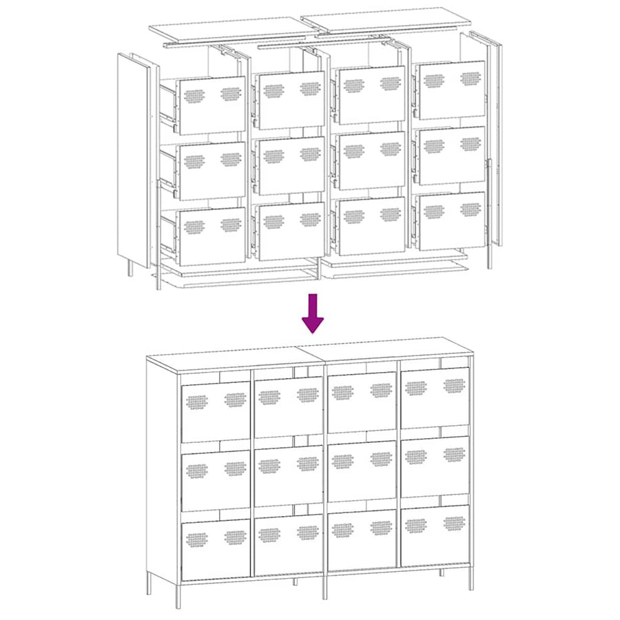 Dressoir 135x39x103,5 cm koudgewalst staal roze