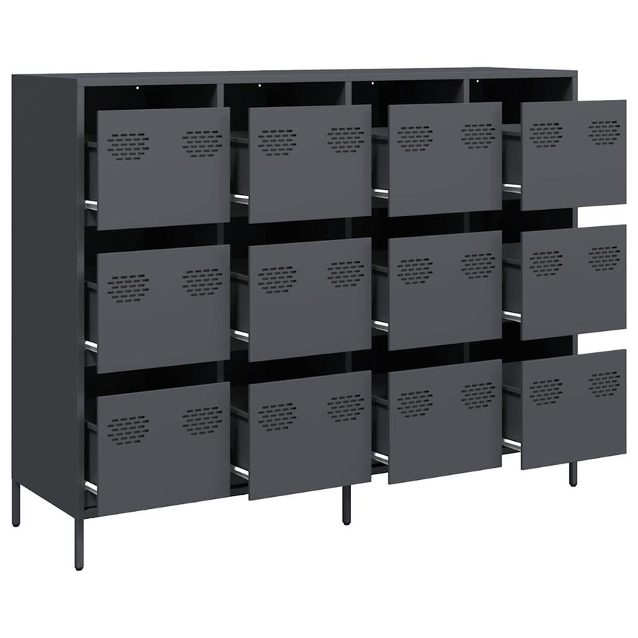Dressoir 135x39x103,5 cm koudgewalst staal antracietkleurig